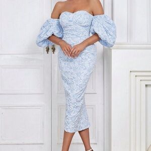 Elegant Off-Shoulder Blue Dress